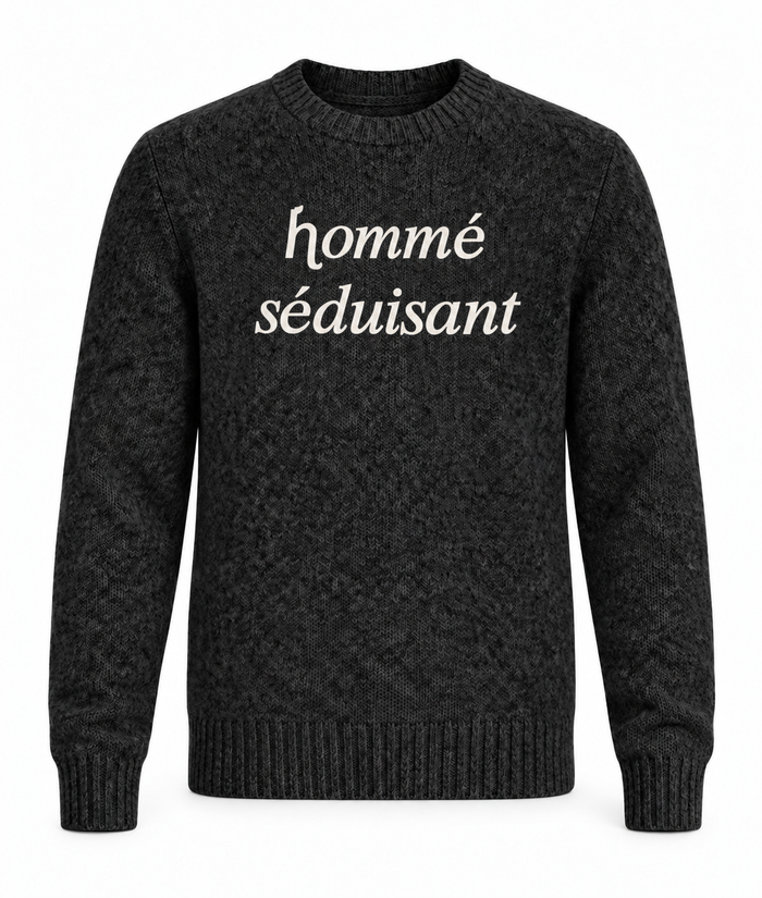 Le Faste Men's Hommé Séduisant Script Crewneck Knit Sweater