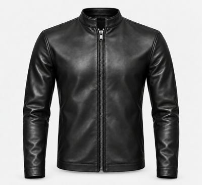 Le Faste Men's Genuine Cowhide Leather Café Racer Moto Jacket