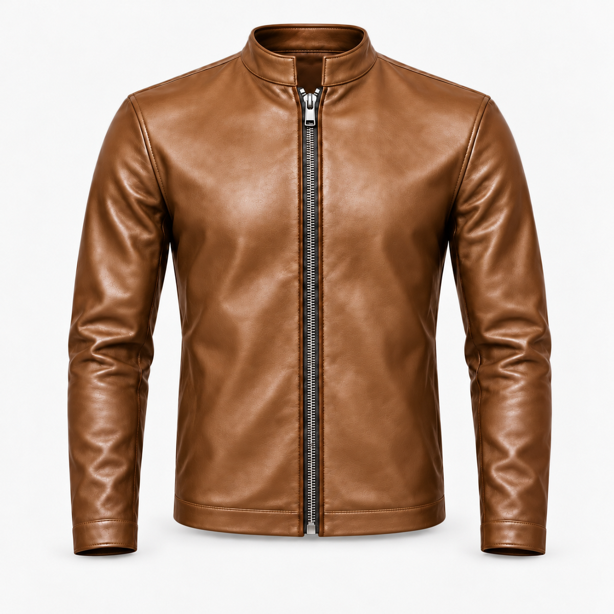 Le Faste Men's Genuine Cowhide Leather Café Racer Moto Jacket - Tan