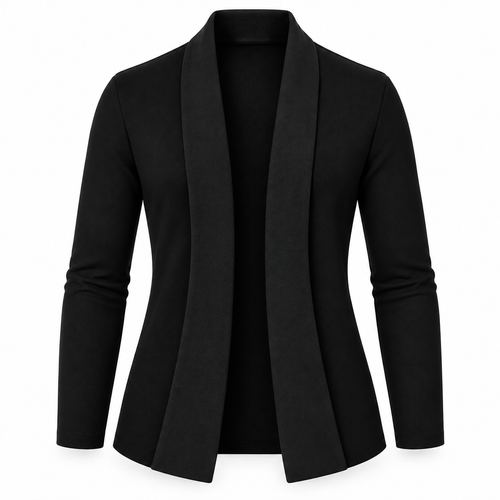 Le Faste Men's Black Open-Front Shawl Collar Blazer - Trim: Black, front view