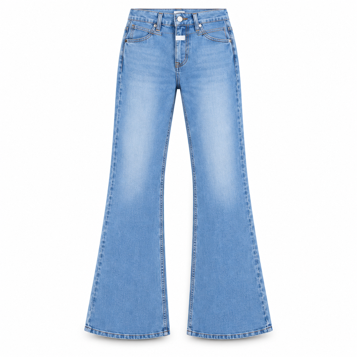 Le Faste Men's Flared Jeans with White Fly Detail - Wash / Style: Light Blue - Plain, front view