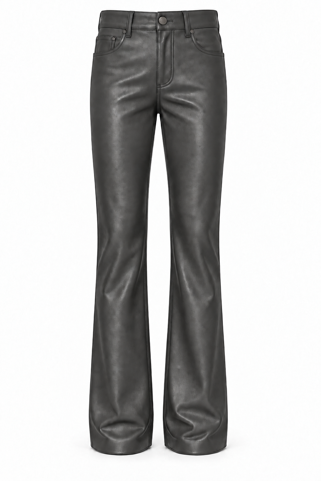 Le Faste Men's Genuine Cowhide Leather Flared Bootcut Pants - Charcoal