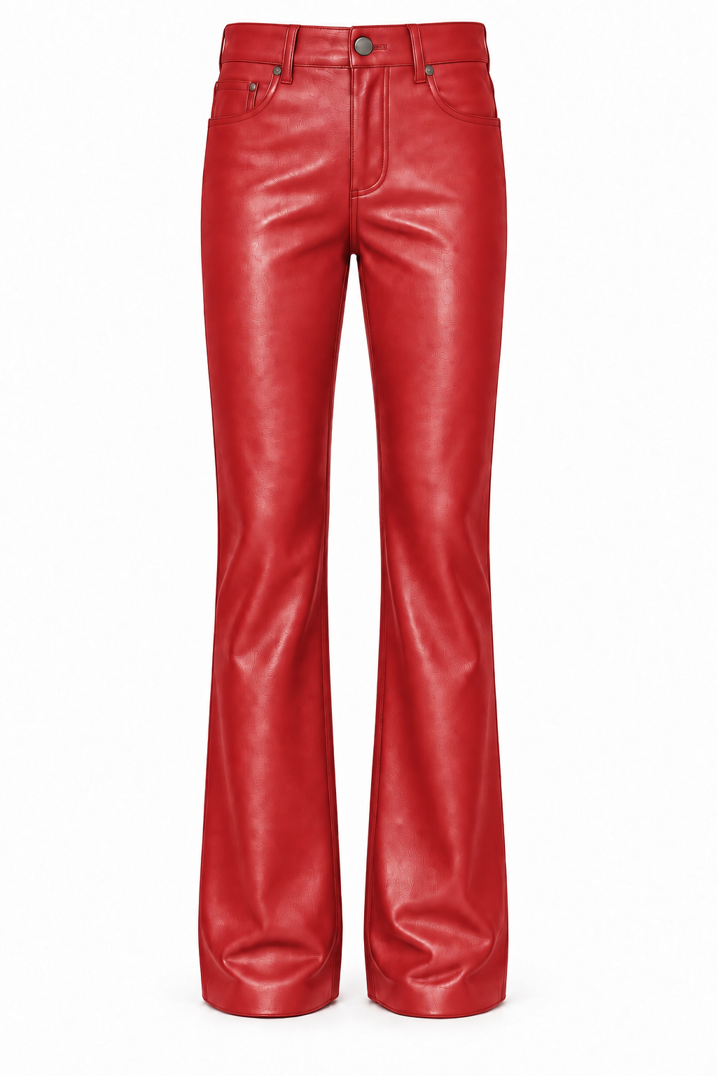 Le Faste Men's Genuine Cowhide Leather Flared Bootcut Pants - Red