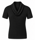 Le Faste Men's Cowl Neck Short Sleeve Knit Sweater T-Shirt - Black