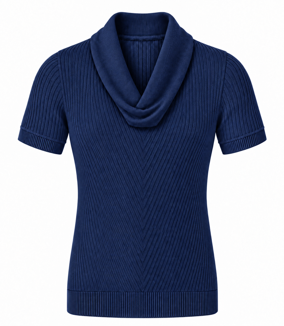 Le Faste Men's Cowl Neck Short Sleeve Knit Sweater T-Shirt - Navy