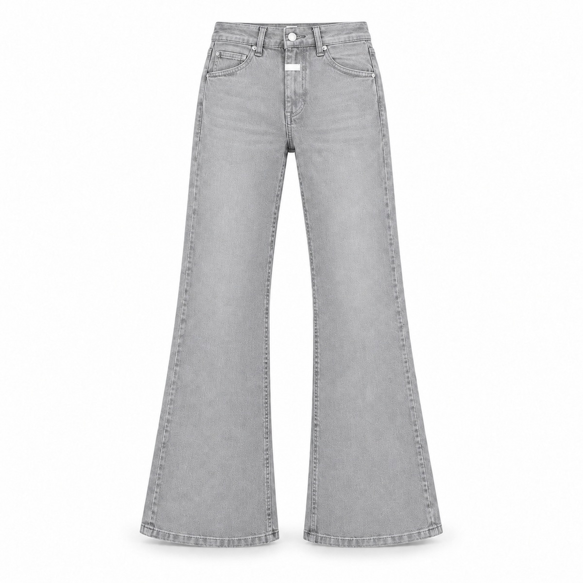 Le Faste Men's Flared Jeans with White Fly Detail - Light Gray - Plain