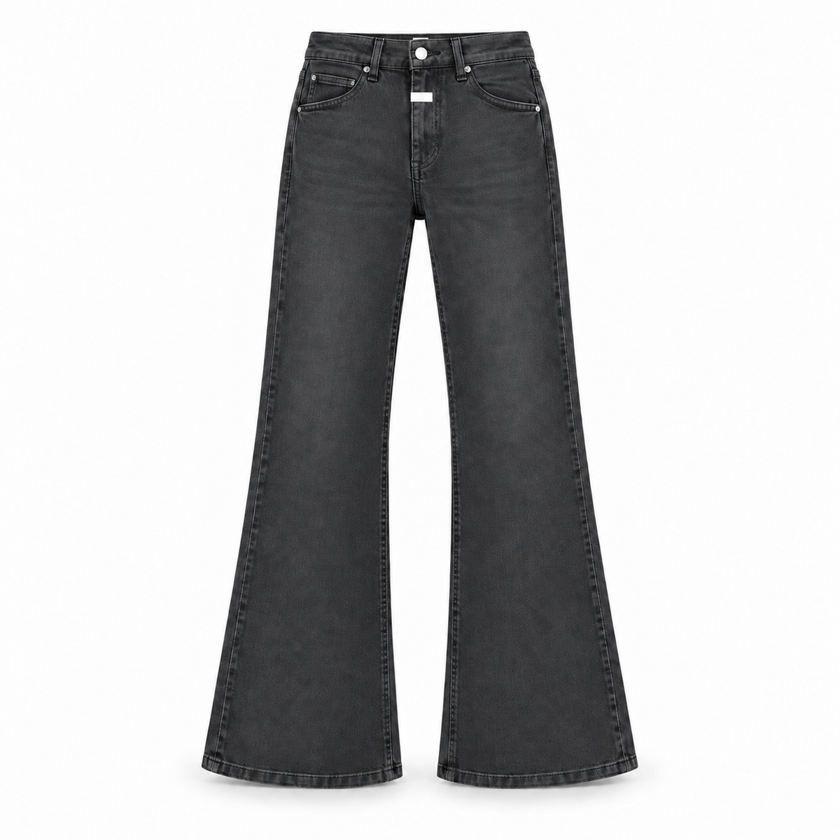 Le Faste Men's Plain Flared Jeans with White Fly Detail - Charcoal