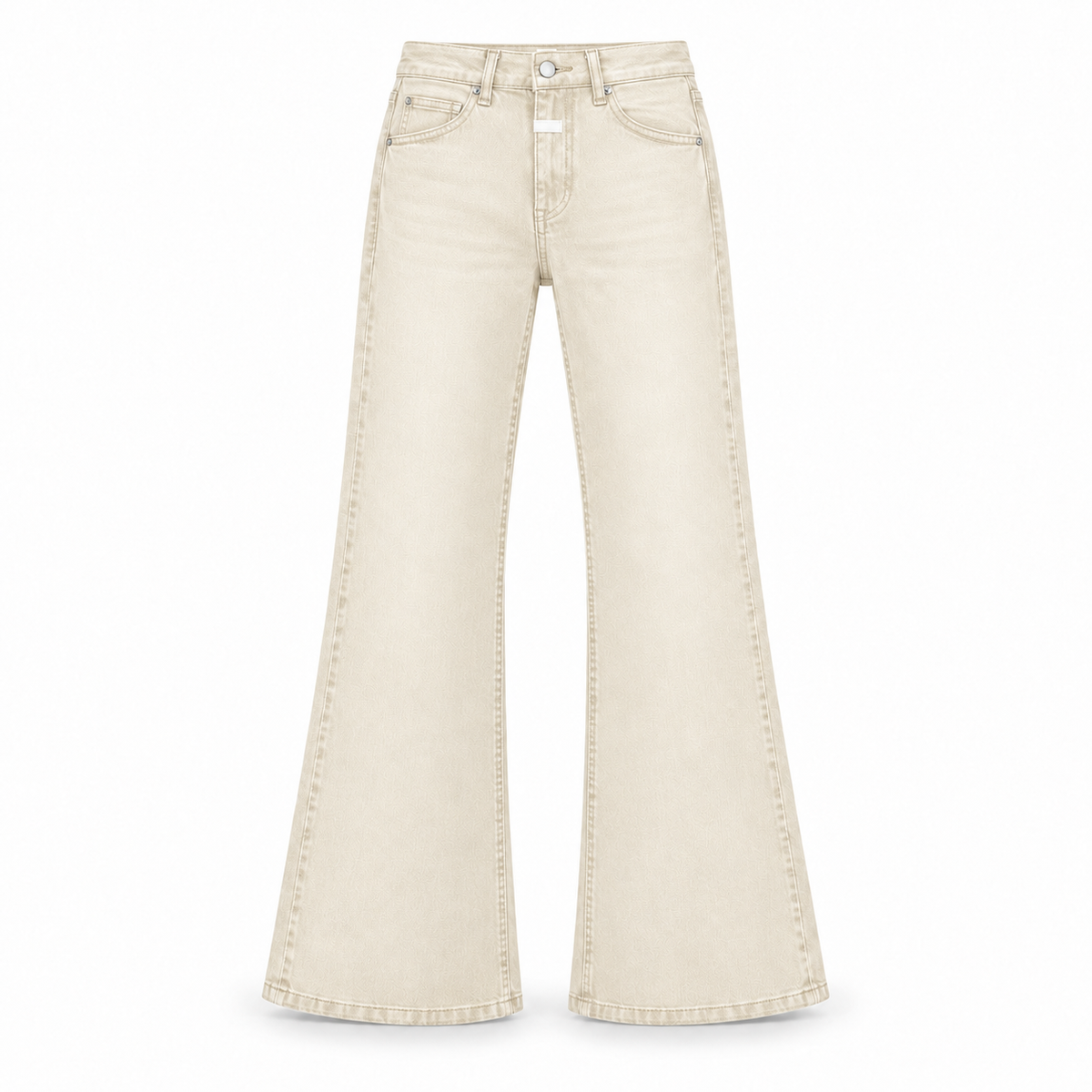 Le Faste Men's Plain Flared Jeans with White Fly Detail - Cream