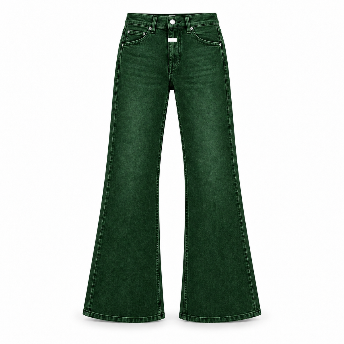 Le Faste Men's Plain Flared Jeans with White Fly Detail - Green