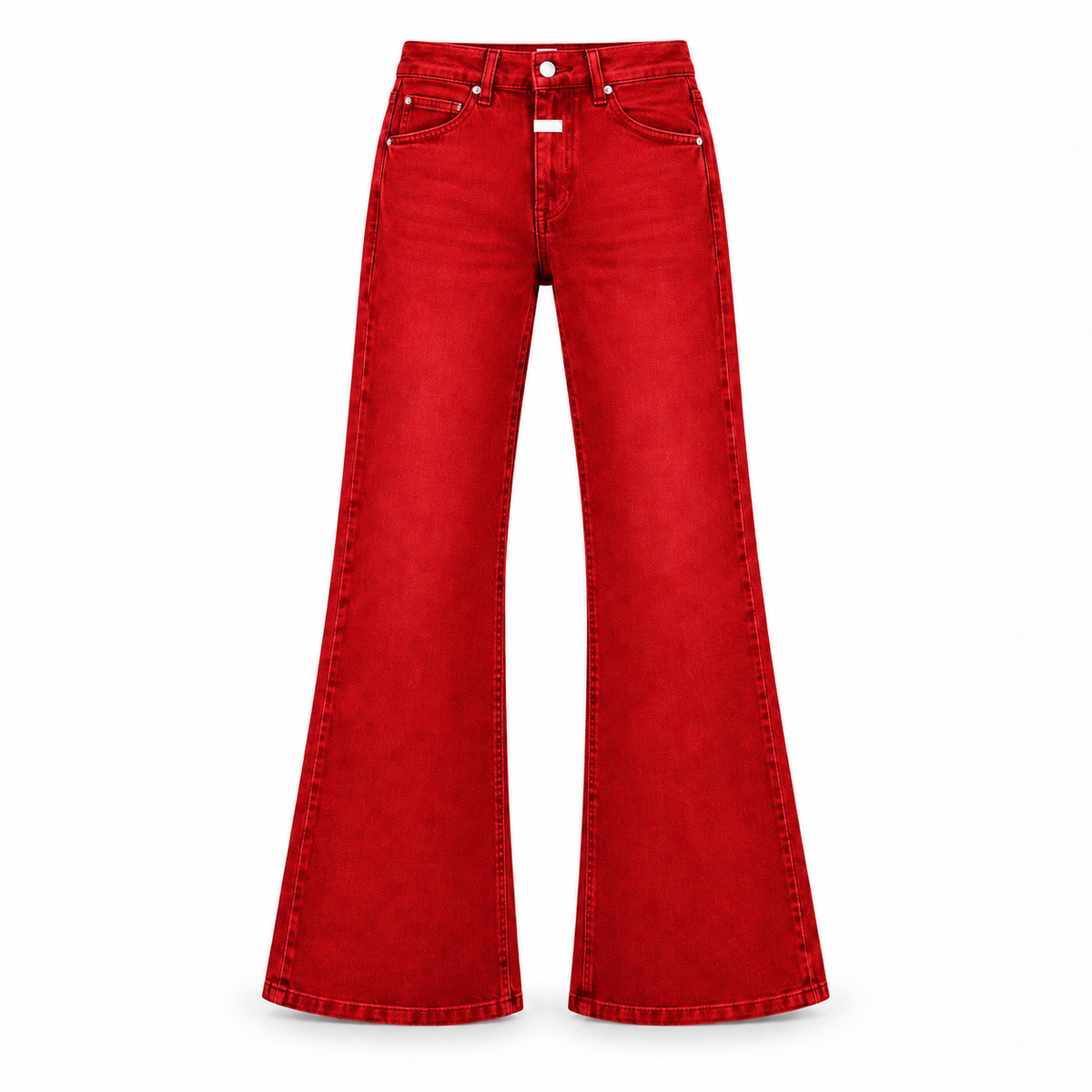 Le Faste Men's Plain Flared Jeans with White Fly Detail - Red