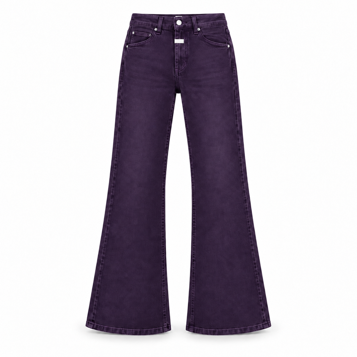 Le Faste Men's Flared Jeans with White Fly Detail - Purple - Plain
