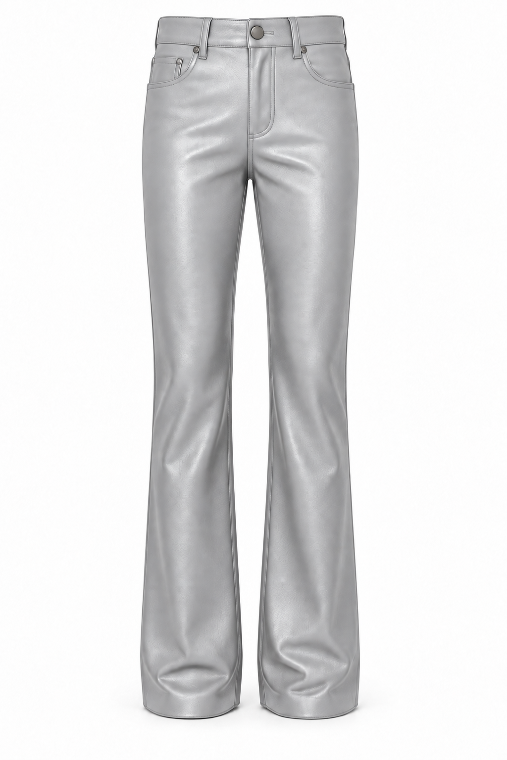Le Faste Men's Genuine Cowhide Leather Flared Bootcut Pants - Light Gray