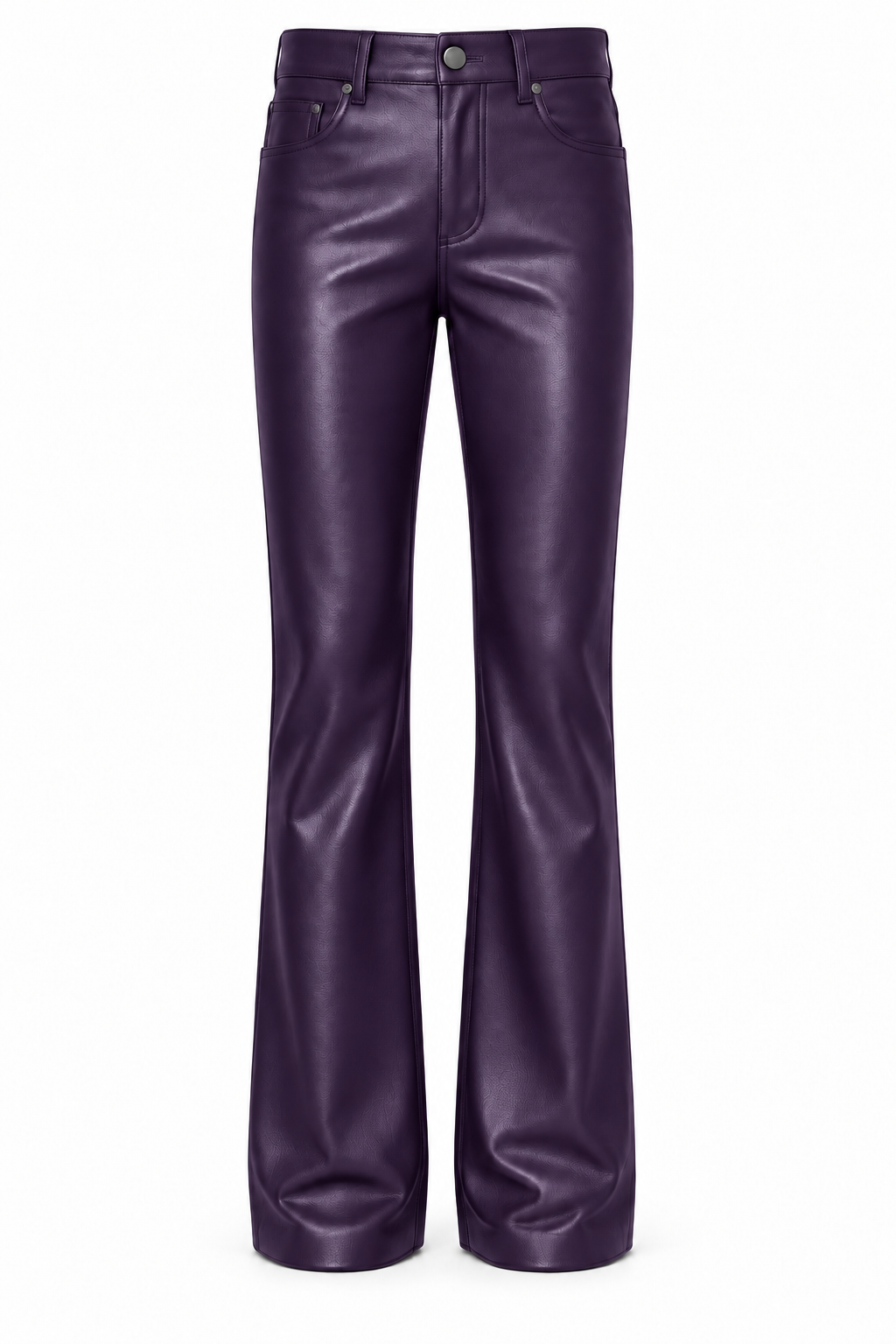 Le Faste Men's Genuine Cowhide Leather Flared Bootcut Pants - Purple