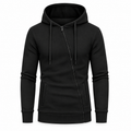 Le Faste Men's Asymmetric Zip-Up Hoodie - Textured Knit Fleece - Black