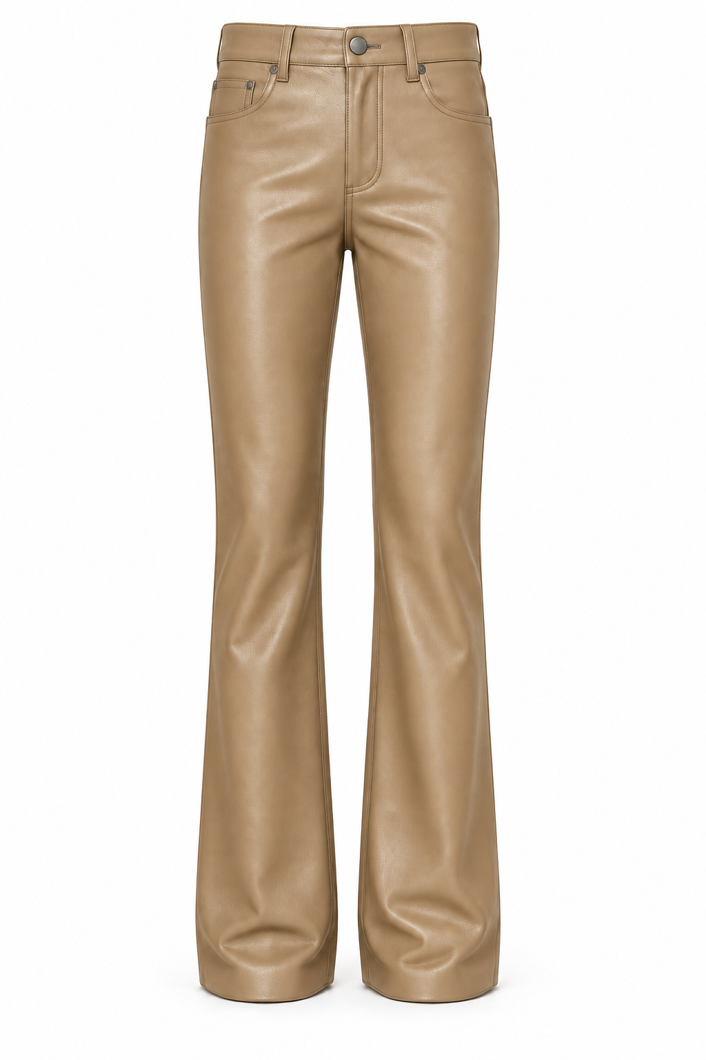 Le Faste Men's Genuine Cowhide Leather Flared Bootcut Pants - Khaki