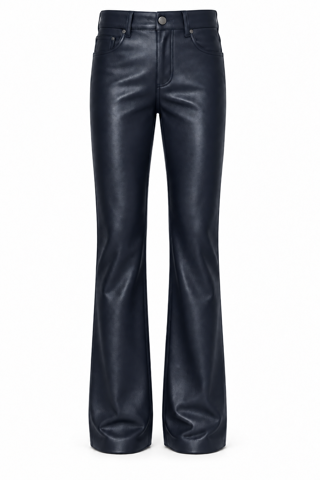 Le Faste Men's Genuine Cowhide Leather Flared Bootcut Pants - Navy
