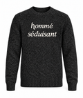Le Faste Men's Hommé Séduisant Script Crewneck Knit Sweater - Black