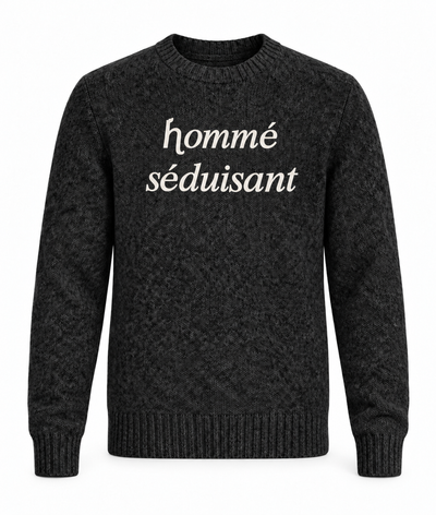 Le Faste Men's Hommé Séduisant Script Crewneck Knit Sweater