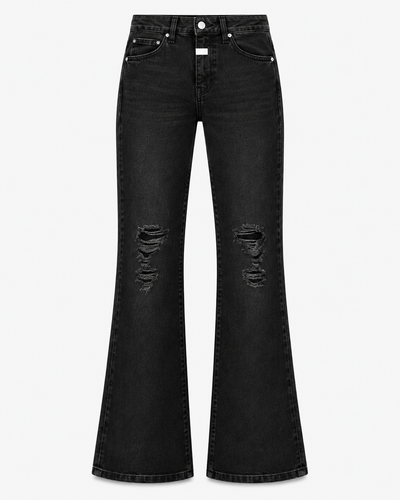 Le Faste Men's Ripped Bootcut Jeans with White Fly Detail